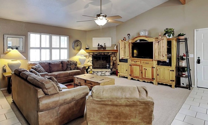 Ruidoso Casa | Touch of Santa Fe | Serene Views, Hot Tub + Fenced-In Yard!