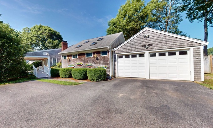 West Hyannisport Casa | Tree-lined home with lovely yard, decks & private beach access - walk to town
