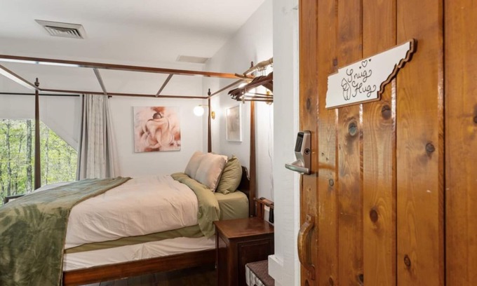 Townsend Hotel | Tree-View Room | 4-Poster Bed | Walk-In Shower + Coffee