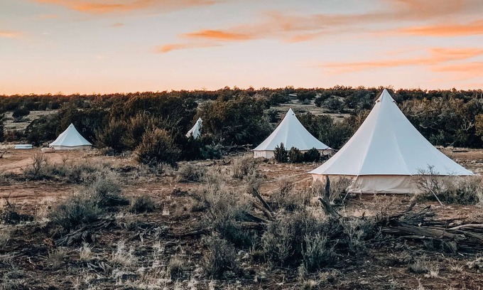 Valle Casa | Triple Tent w/ Shared Bathroom - Find us among the juniper trees and open sky.