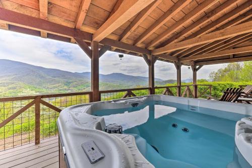 Waynesville Casa | True Log Cabin with Game Room, Year-Round Views