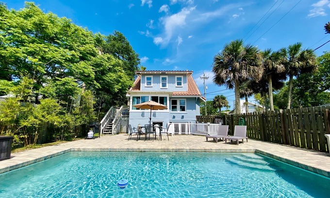 New Smyrna Beach Casa | UP TO 2 COTTAGES AVAILABLE, PRIVATE POOL, COURTYARD, STEPS FROM FLAGLER AVE.