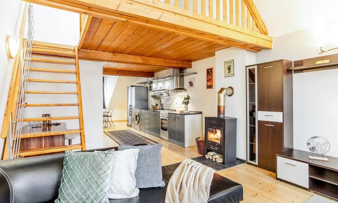 Ceske Budejovice Apartamento | Utulny a prostorny podkrovni byt s krbovymi kamny