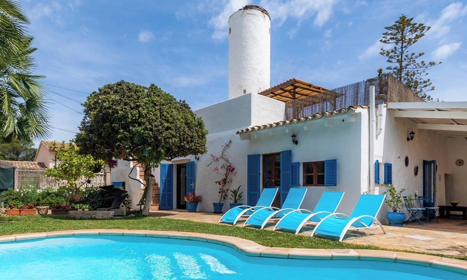Son Moll Casa | Casa "Molino Son Moll" con piscina, Wi-Fi, balcón, jardín y terraza