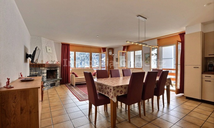 Grimentz Apartamento | Very comfortable flat for 7 people, living room with fireplace, kitchen area with dishwasher, 1 doub