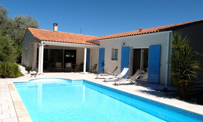Saint-Trojan-les-Bains Villa | Villa, 165 m2, piscina climatizada, amplio jardín a los pies de la playa de Gatseau.