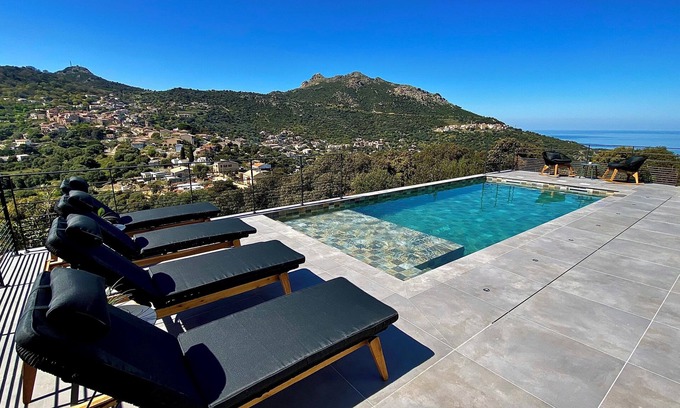 Santa-Reparata-di-Balagna Casa | Villa Corsa L'île Rousse - Piscine vue mer Panoramique