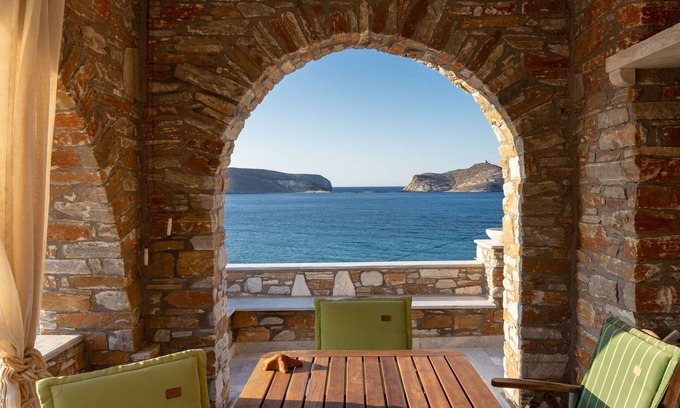 Panormos Villa | Villa Perraki - Limestone and marble accented villa on Rochari Beach