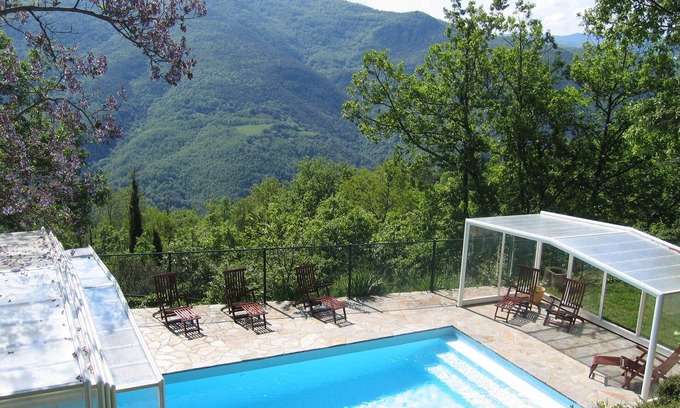 Montferrer Cabaña | Villa, piscine chauffée par panneaux solaires et par abri haut télescopique