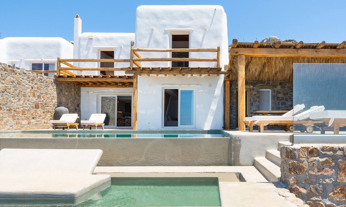 Houlakia Villa | Villa 'The Lion 3 with Sunset Views' con vistas al mar, Wi-Fi y aire acondicionado