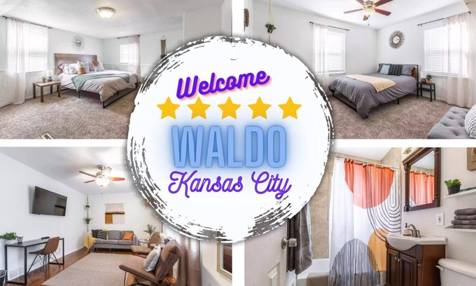 South Kansas City Casa | Waldo Retreat House 3BD - Master Suite, Pet Friendly, Walking Trail & Shops