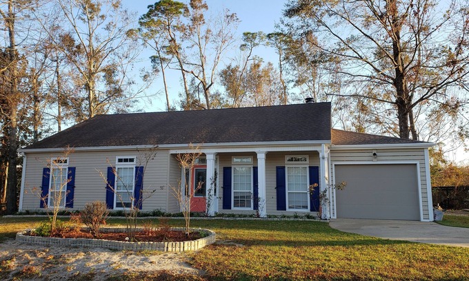 Waveland Cabaña | Walk to beach in minutes! Golf cart to town! Private deck for dining, fire pit!
