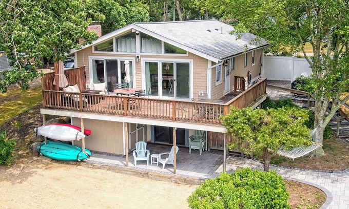 East Falmouth Casa | Waterfront Getaway w/Private Dock, Deck, Central A/C, & Kayaks