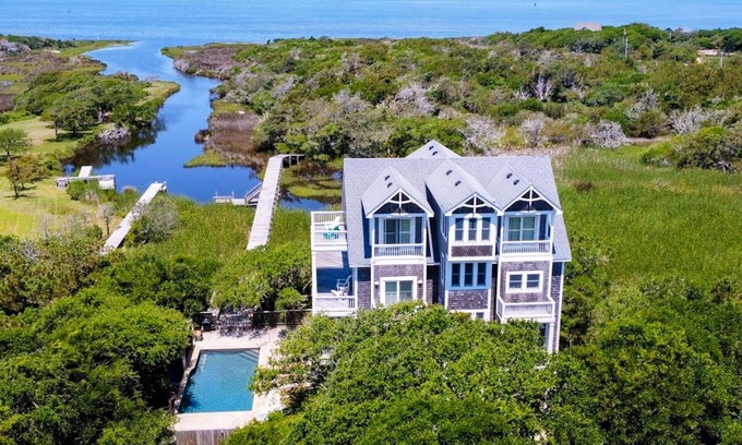 Frisco Casa | Waterfront home with ocean views, private pool & hot tub