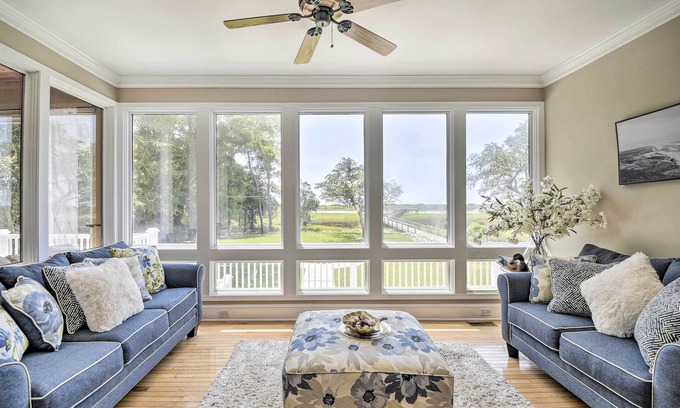 Sea Trail Casa | Waterfront Sunset Beach Escape w/ Dock & Golf View