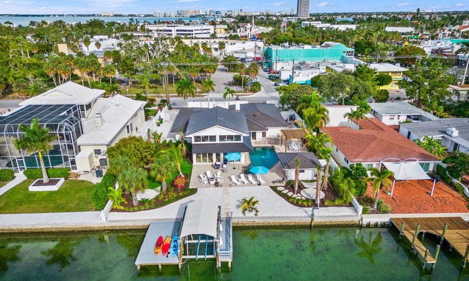 Saint Armands Key Casa | Waterfront w/Putting Green, Heated Pool, Dock -Manatee Cove
