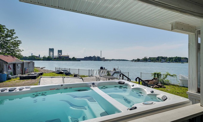 North Weymouth Casa | Weymouth Waterfront Getaway w/ Swim Spa & Hot Tub