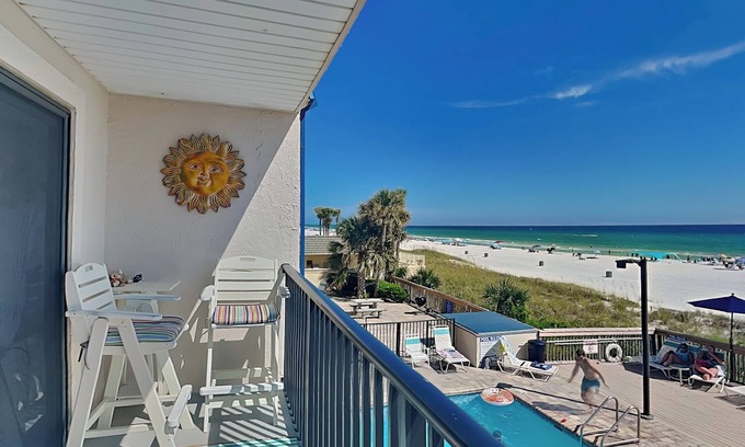 Bel Air Condominio | Whispering Seas #205A | Gulf Front + Pool
