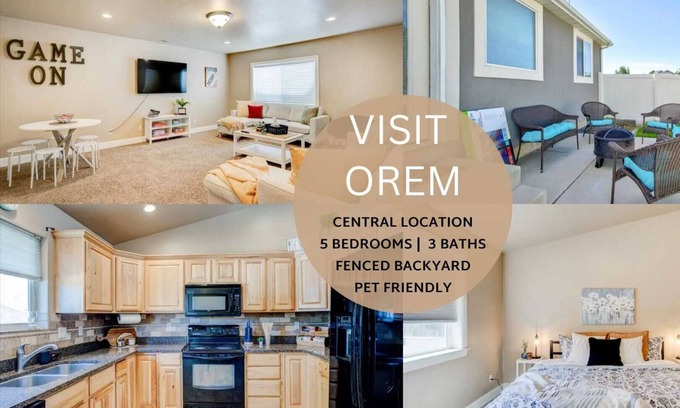 Orem Casa | Wide & Fenced Backyard, Garage, King Bed!