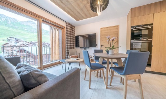 Tignes le Lac Apartamento | Wifi, al pie de las pistas de esquí, Planta baja, piscina, sauna, hammam, balcón, tv
