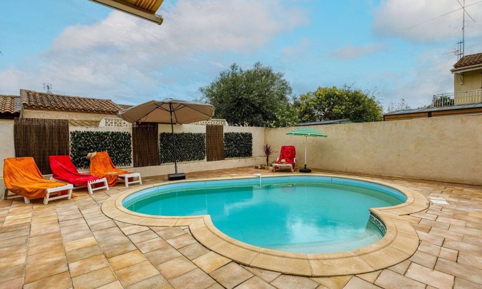 Sauvian Casa | Maravillosa casa de vacaciones con A/C, piscina privada, WIFI, TV, terraza y aparcamiento