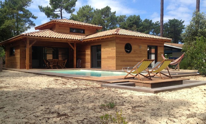 Lacanau-Ocean Casa | Madera Casa 6/8 personas con piscina