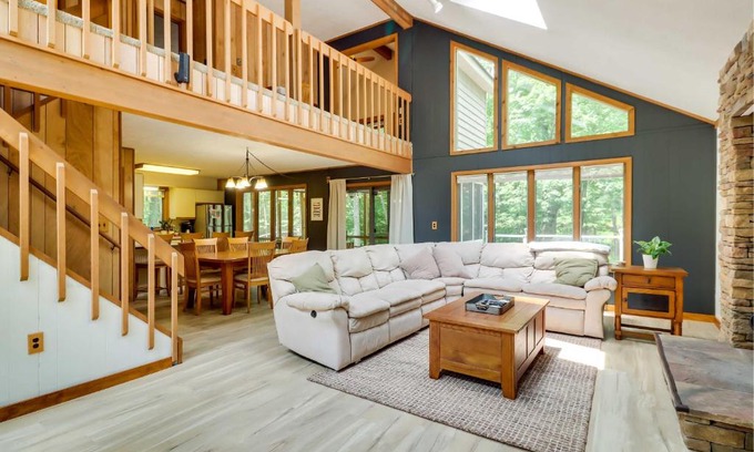 Gouldsboro Casa | Woodsy Big Bass Lake Hideaway with Fire Pit and Deck!