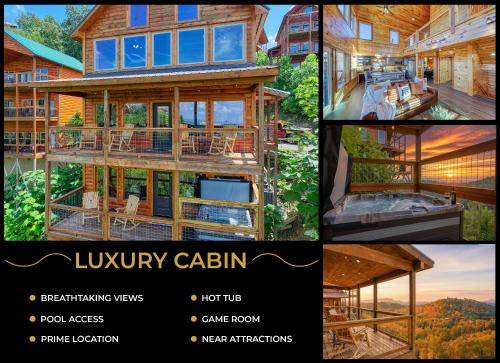 Gatlinburg - Pigeon Forge Casa | WOW, that View! NEW Luxury Cabin - Hot Tub - Pool Access - Game Room