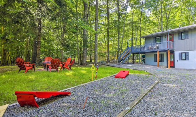 Gouldsboro Cabina | Wraparound Deck: Big Bass Lake Home in Gouldsboro