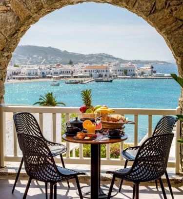 Mykonos Cama Y Desayuno | Yalos Hotel Sunset view Mykonos town private rooms