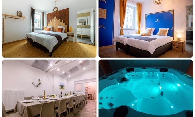 Tintigny Casa | Zythogite, 23 personnes, 9 chambres, 6 salles de bain, bbq, jacuzzi, jardin, billard