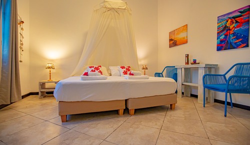 Habitación doble, 1 cama de matrimonio grande, baño privado, vistas al jardín
