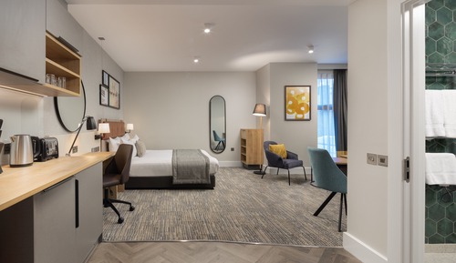 Suite estudio, 1 cama de matrimonio, accesible para personas con discapacidad, cocina