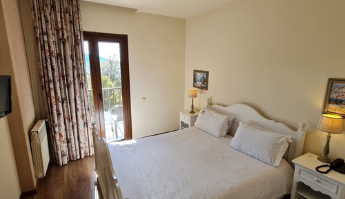 Habitación con 1 cama doble o 2 individuales, balcón, vistas a la montaña