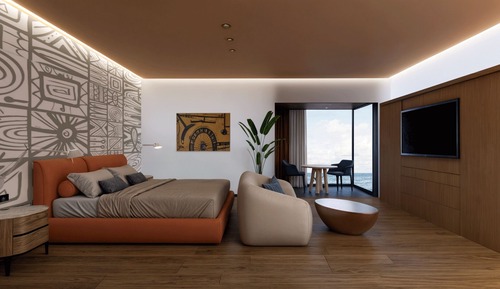 Habitación Deluxe, 1 cama de matrimonio grande, vistas parciales al mar
