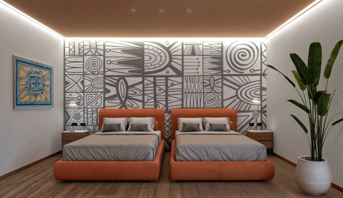 Habitación Deluxe, 2 camas individuales, vistas parciales al mar