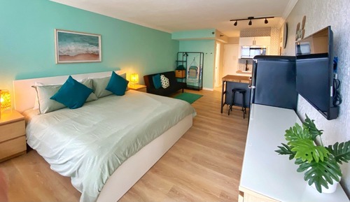 Estudio Premium, 1 cama de matrimonio grande con sofá cama, cocina, vistas al mar