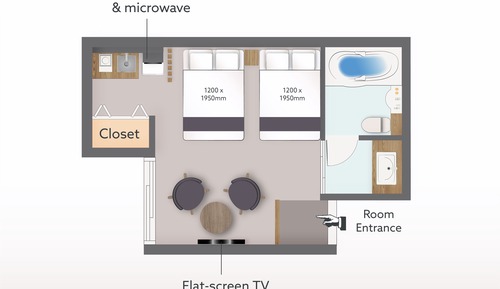 Habitación de diseño con 2 camas individuales, no fumadores