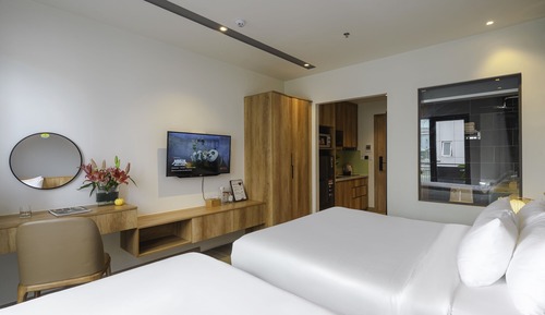 Estudio Premium, varias camas, balcón