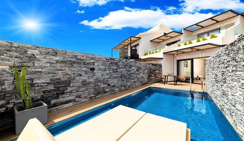 Apartamento de diseño, 1 habitación, piscina privada, vistas al mar