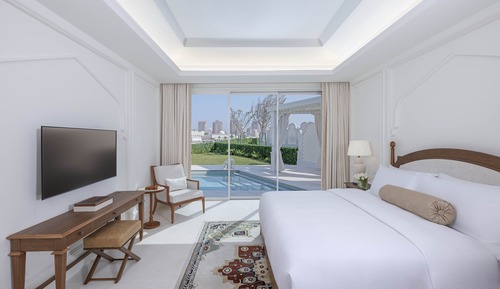 Habitación, varias camas, vistas al jardín