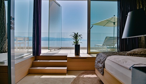 Habitación Deluxe doble, bañera de hidromasaje, vistas al mar