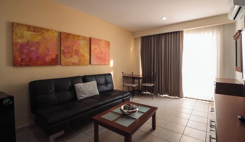 Suite estudio ejecutiva, 1 cama de matrimonio grande, frigorífico, vistas al jardín