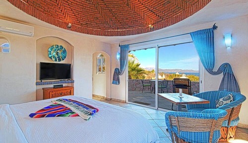 Cabaña superior, 1 cama de matrimonio grande, terraza, vistas al mar