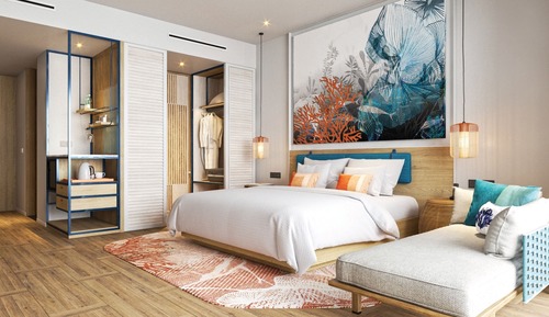 Habitación Deluxe doble, 1 cama de matrimonio grande, vistas al mar
