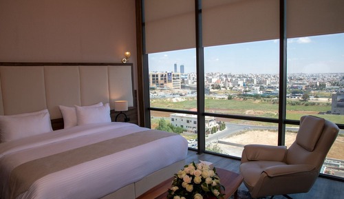 Habitación panorámica doble, 1 cama de matrimonio grande, no fumadores, vistas a la ciudad