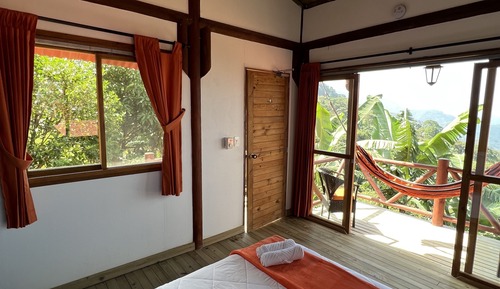Cabaña Deluxe, 1 cama de matrimonio, balcón, vistas a la montaña