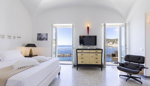 Habitación Deluxe doble, 1 cama de matrimonio grande, terraza, vistas al mar