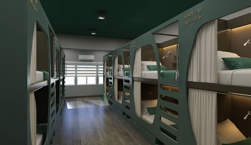 Dormitorio compartido, dormitorio mixto, baño compartido, vistas a la ciudad (14 Beds)
