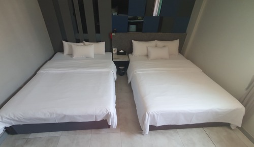 Habitación básica con 2 camas individuales, 2 camas dobles